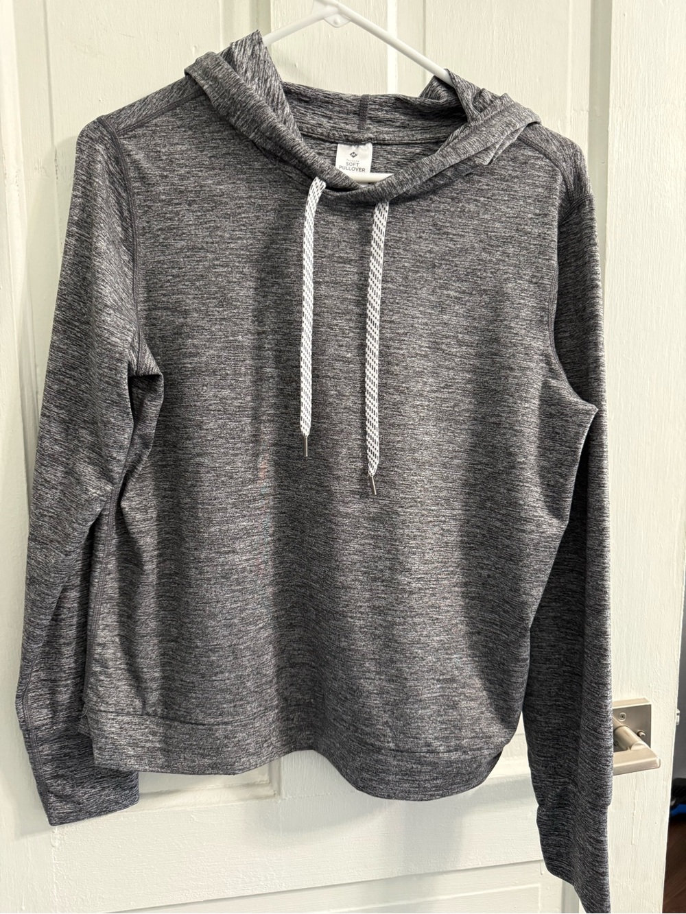 Womens Heather Gray Hooded Pullover Sweater